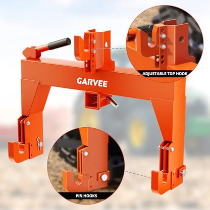 Garvee 3 Point Quick Hitch Category 1, 2" Receiver Trailer Hitch for Tractor, 3000LBS Lift Capacity Heavy Duty Quick Attach, No Bushing Required with 5 Level Adjustable Hitch