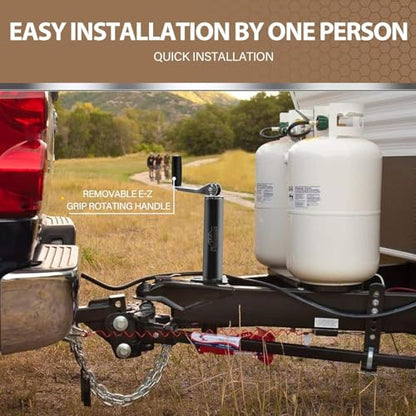 USA RV Top Crank A-Frame Trailer Tongue Jack 2,000LB Lift Capacity 15in Lift Removable Footpad