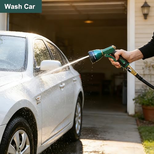 FANHAO 8 Spray Patterns Metal Garden Hose Nozzle with Hands-Free Lock - color: Green