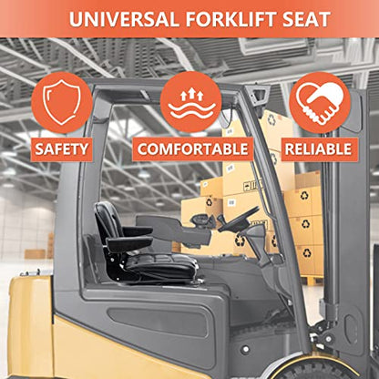 Universal Forklift Seat, Tractor Seat with Micro Switch,Armrest for Tractor,Excavator Skid Loader Backhoe Dozer Telehandler ZTR's