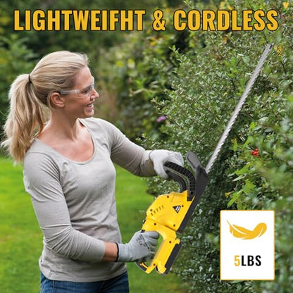 22" Cordless Hedge Trimmer Compatible with DEWALT 20V MAX Battery-Tool Only - color: Yellow