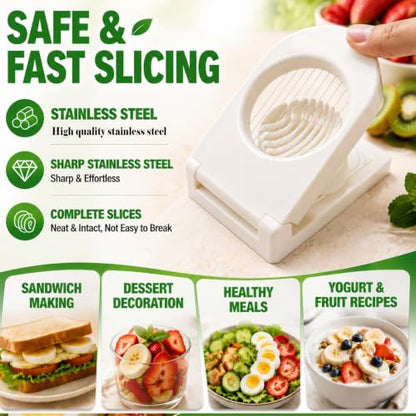 FANTEXY Egg Slicer with Stainless Steel Wires for Hard Boiled Eggs (White)