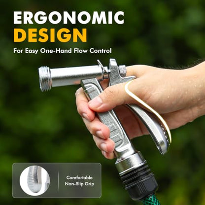 RESTMO 100% Metal Rust-Proof Chrome Plated Garden Hose Nozzle Heavy Duty - size: 1 Pack