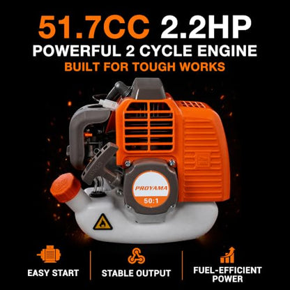 PROYAMA 51.7cc Gas Powered Weed Eater Trimmer, Heavy Duty Brush Cutter - size: 51.7cc