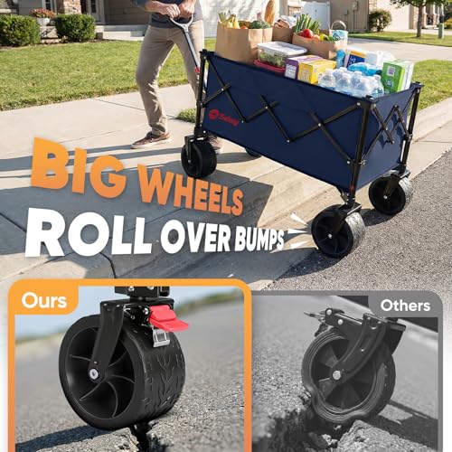 Sekey 250L Beach Wagon, 400 lb Capacity, Foldable, All-Terrain Wheels - color: Royal Blue