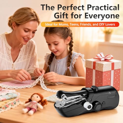 Sewing Machine,Handheld Sewing Machine, Mini Portable SewingMachine for Beginners, Electronic Small Sewing Machine for Quick Stitching & DIY Crafts (Grey) - color: Grey