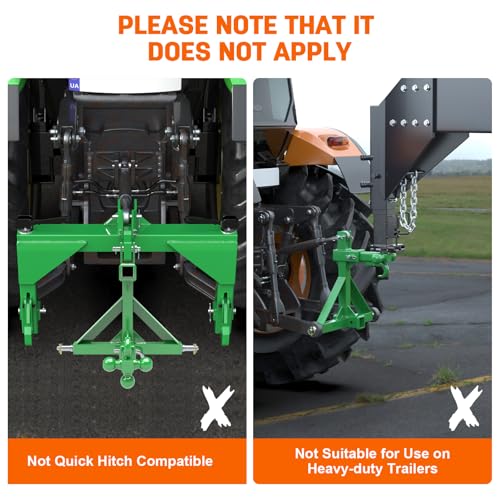 Green 3 Point Hitch Receiver with Dual 2” Receiver Fit Category 1 Tractors