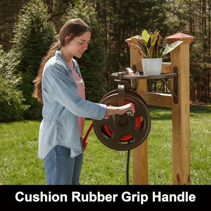 Liberty Garden Navigator Hose Reel, Bronze, with Flip Top - style: Classic, Pull Up Latch