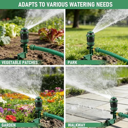 Hourleey 2 Pack Gear Drive Sprinkler for Yard, Heavy Duty 5-Pattern 360 Degree Rotary Water Sprinkler with Spike Base, Durable Lawn Sprinkler with 3/4 Inch Adapters for Large Area Garden - size: 2 Pack