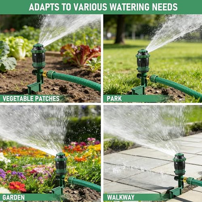 Hourleey 2 Pack Gear Drive Sprinkler for Yard, Heavy Duty 5-Pattern 360 Degree Rotary Water Sprinkler with Spike Base, Durable Lawn Sprinkler with 3/4 Inch Adapters for Large Area Garden - size: 2 Pack