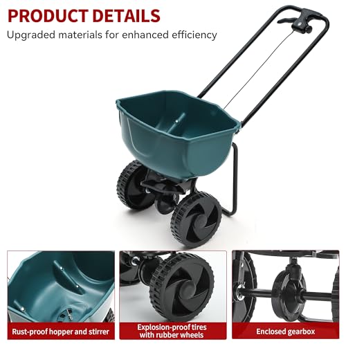 YITAMOTOR 60 lbs Walk Behind Broadcast Spreader, Push Fertilizer Spreader - size: 60lbs
