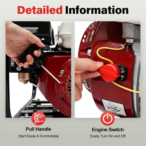 Dfmyhked‌ 3'' 7.5HP Gas Water Pump, 210cc Engine, 4-Stroke Portable Trash Transfer Pump With 98ft Head & Air-Cooled, Gas Powered Water Pump for Garden Irrigation, Greenhouse Planting