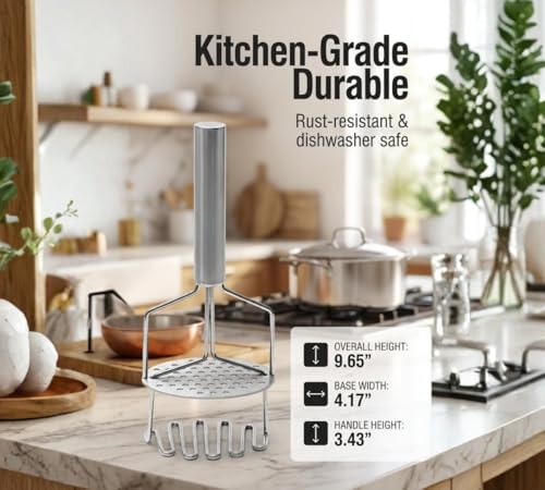Double-Layer Stainless Steel Potato Masher - InfyniteShores | Smooth Perfection | Effortless Press | Kitchen-Grade Durability