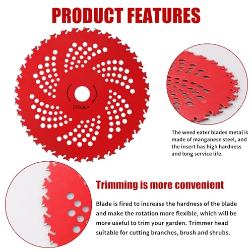 9"x20 Teeth Steel Round Brush Blades Carbon Chainsaw 9"x36T Cutter Weed Eater Blades - Universal Adapter Kit with 3 Round Files Compatible with Brush Cutter, Trimmer, Weed Eater, Stihl, Husqvarna, Ego - size: 2set 9"x20T+9"x36T