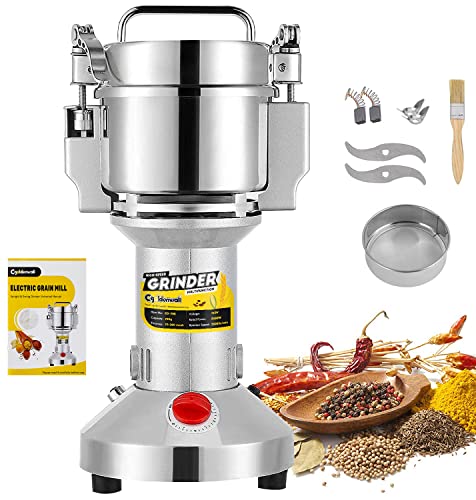 CGOLDENWALL Safety Upgraded Electric Grain Grinder Mill High-speed Dry Spice Herb Mill Grinding Machine with 2400W Commercial Motor Overload Protection CE 110V (700g Hand-held Type) - color: 700g Hand-held Type