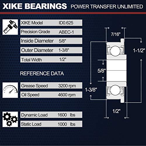 XiKe 4 Pack Lawn Mower Wheel Bearing Replacement for JD AM118315, AM35443, Stens 215-038, 215-061, Oregon 45-047, MTD 741-0141 ＆ Ariens 0546200, Snapper 1-2390, 1-5474, 1-0953 Etc - Flanged Bearing - size: ID 5/8" x OD 1-3/8"