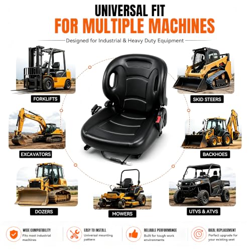 Universal Forklift Seat, Wing Back Mechanical Suspension Cushion