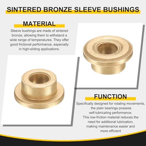 uxcell 20Pcs Flange Sleeve Bearings, 6mm Bore x 8mm OD x 12mm Length, Self-Lubricating Sintered Bronze Bushings - size: 6mm Bore x 8mm OD x 12mm Length
