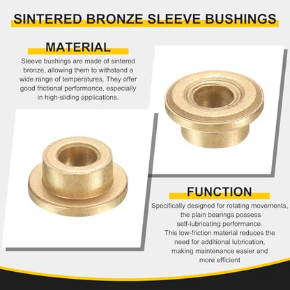 uxcell 20Pcs Flange Sleeve Bearings, 6mm Bore x 8mm OD x 12mm Length, Self-Lubricating Sintered Bronze Bushings - size: 6mm Bore x 8mm OD x 12mm Length
