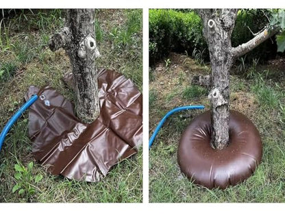 4 Pack 10 Gallon Tree Watering Bags - Slow Release Drip Irrigation System Reusable PVC Watering Ring with Automatic Root Drip for Trees & Shrubs | Heavy Duty Refillable Water Pouch (Brown, 20 Gallon) - color: Brown, size: 20 Gallon