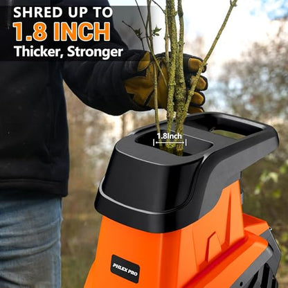 Wood Chipper Shredder, 15-Amp 1.8" Cutting Diameter - color: Orange