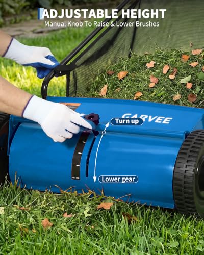 21" Push Lawn Sweeper with 6 Cu.Ft. Leaf & Grass Hopper Collector Bag - color: Blue, size: 21in