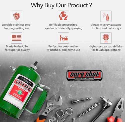 Sure Shot A1000G 32 oz Refillable Pressurized Steel Sprayer Can, Green