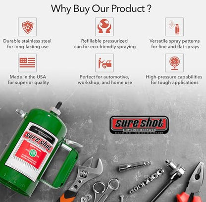 Sure Shot A1000G 32 oz Refillable Pressurized Steel Sprayer Can, Green