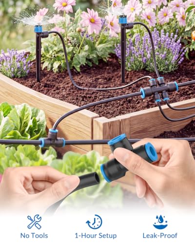 CICKATA 230FT Drip Irrigation System Kit, 20-45 PSI Water Flow Rate 40GPH