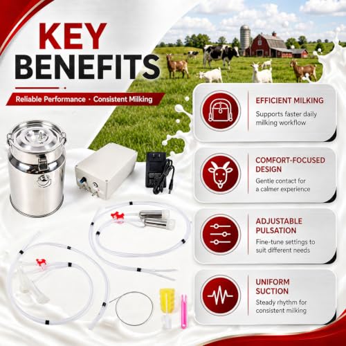 Nakkaa 2 in 1 10L Cow and Goat Milking Machine