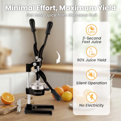 Cast Iron Manual Hand Press Juicer for Citrus & Pomegranate,Black - color: Black