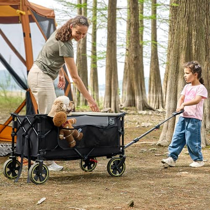 Timber Ridge Collapsible Wagon Cart with Brakes - color: Gray, size: 200L
