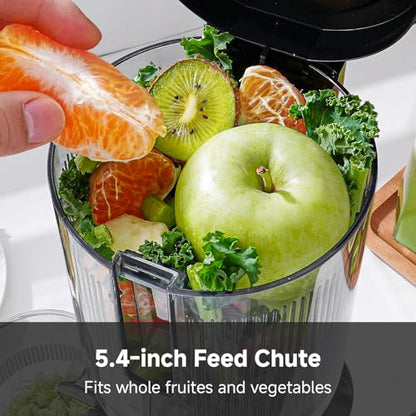 AMZCHEF Cold Press Juicer, 5.4" Whole Fruit Self-Feeding Slow Juicer - color: Silver, size: 5.4 Inch