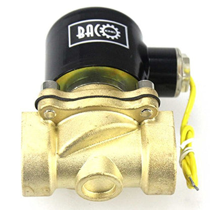 BACOENG 3/4" DC12V Electric Solenoid Valve (NPT, Brass, Normally Closed) - size: 3/4"NPT-Brass