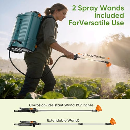 Gisam 5.3 Gal Battery Powered Backpack Sprayer-2 Batteries,Water Markings - color: blue-01