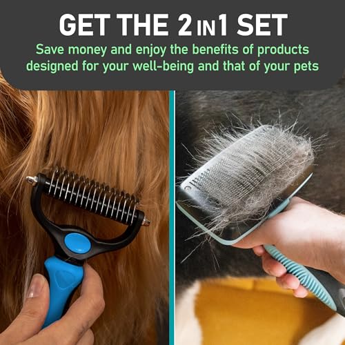 Maxpower Planet Dog Rake and Brush Set for Shedding, Undercoat & Mats - color: A - Rake & Brush (Best Value), size: Large