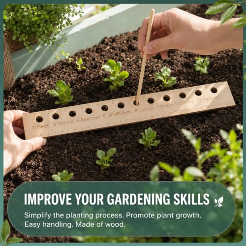 Seed Spacer, Dibbler Gardening Tool, Seeding Ruler with Holes Garden Template, Seed Planting Tool for Precise Planting Template