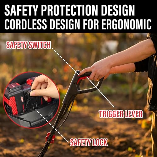 MZK 40V 12-Inch Cordless Garden Tiller Cultivator, 8.6-in Depth