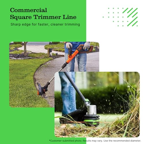 Anleolife .065" Square Weed Wacker String, Electric Trimmers, 370ft 1 lb - color: Commercial, size: 1lb .065"
