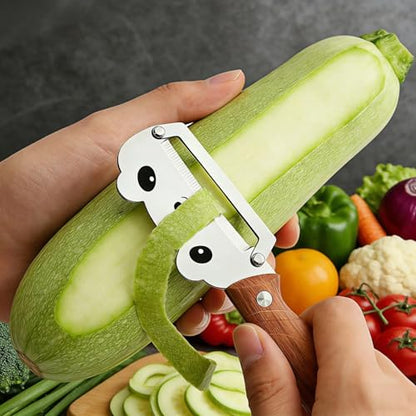 Maxjoy Vegetable Peeler, Stainless Steel Blade, PP Handle - color: Walnut#Silver