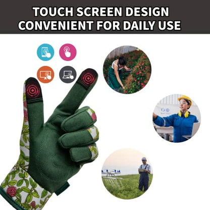Cute Pattern Gardening Gloves,Thornproof Garden Glove,Gardener Gift - color: 1 Pair Per Pack-green, size: Large