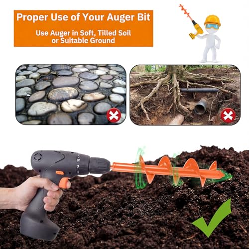 4 x 16'' Heavy Duty Auger Drill Bit for Planting (Orange) - color: Orange