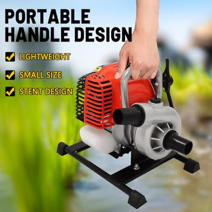 Gas Water Pump 1.5 Inch 4 Stroke,31cc Gas Powered High Pressure Pump 98ft Lift And 23ft Suction,Trash Water Pump Irrigation Pump For Farmland Garden
