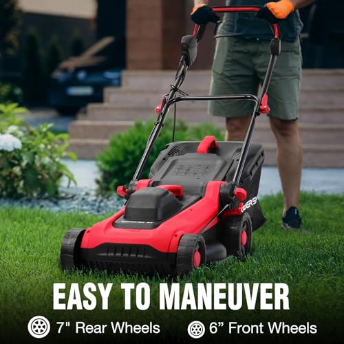 PowerSmart Corded Electric Lawn Mower, 14 Inch, 12.5 Amp, Ergonomic Handle