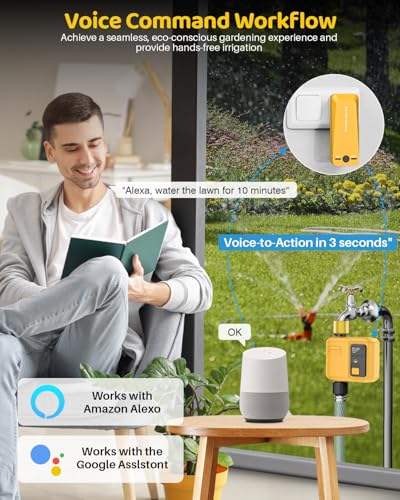 WiFi Water Timer 1 Zone for Garden Hose | Smart Hose Sprinkler Timer with 984ft RF Range, APP/Voice Control, Rain Delay, Automatic/Manual Irrigation - size: 1 Pc
