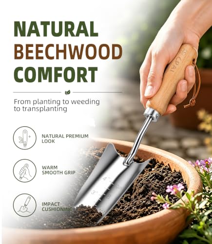 Heavy Duty Transplant Trowel with Inch and Centimeter Depth Markings