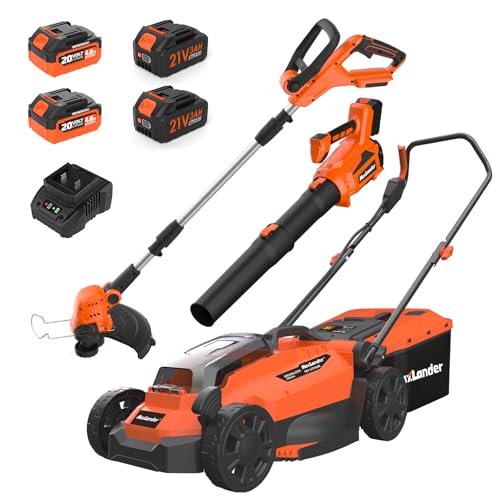 MAXLANDER 20V 13" Electric Lawn Mower & 12" Weed Wacker& Leaf Blower Combo - color: Orange