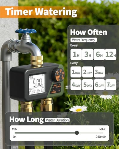 Diivoo Sprinkler Timer 2 Zone for Outdoor Watering, Garden Hose Timer - size: 2 Outlets
