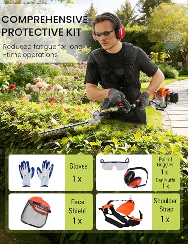 5 in 1 Weed Eater Combo, 52CC 2-Cycle Gas Hedge Trimmer&Brush Cutter Tools - size: 5-in-1