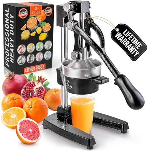 Zulay Kitchen Cast Iron Juicer - Heavy Duty Orange Juicer with Detachable Strainers for Easy Cleaning, Citrus Press for Citrus Fruits, Perfect for Bartenders, Juice Lovers & Health Enthusiasts - color: Black, size: Original